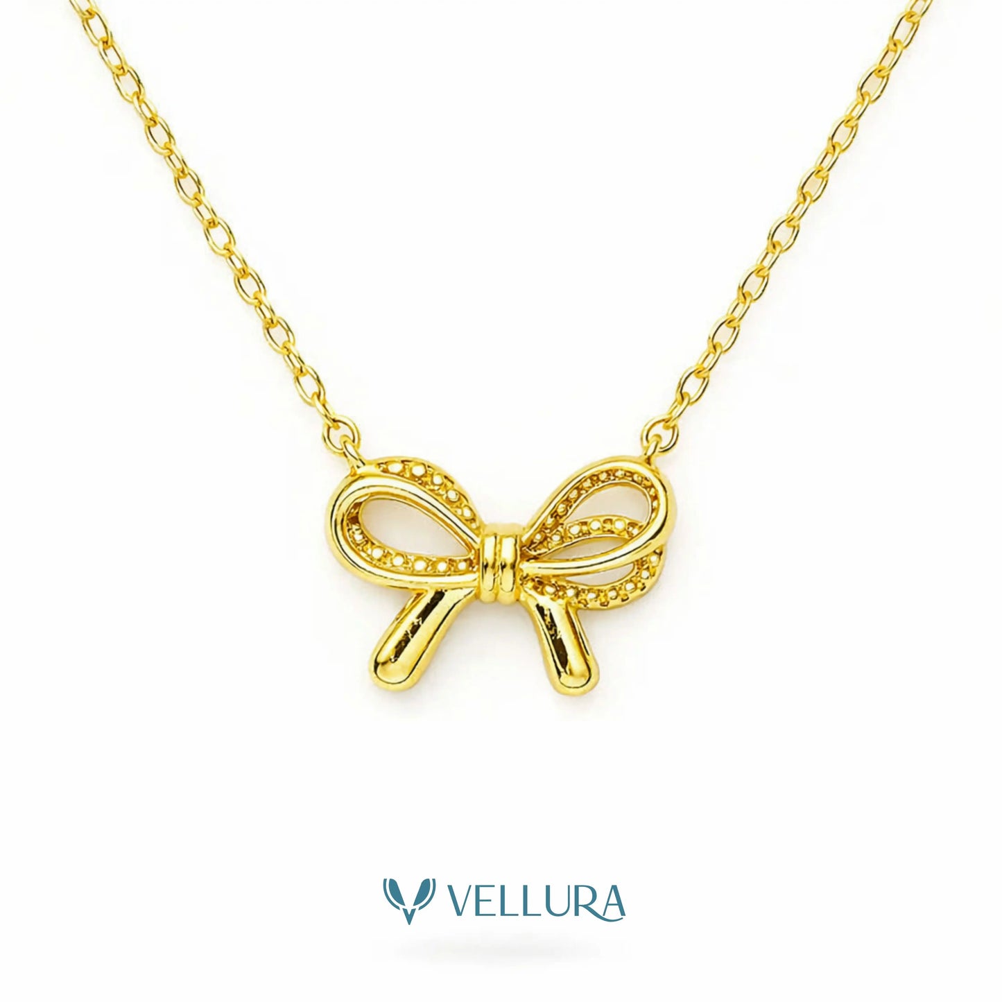 Chic Bow Knot Pendant Necklace in 18K Gold Plated