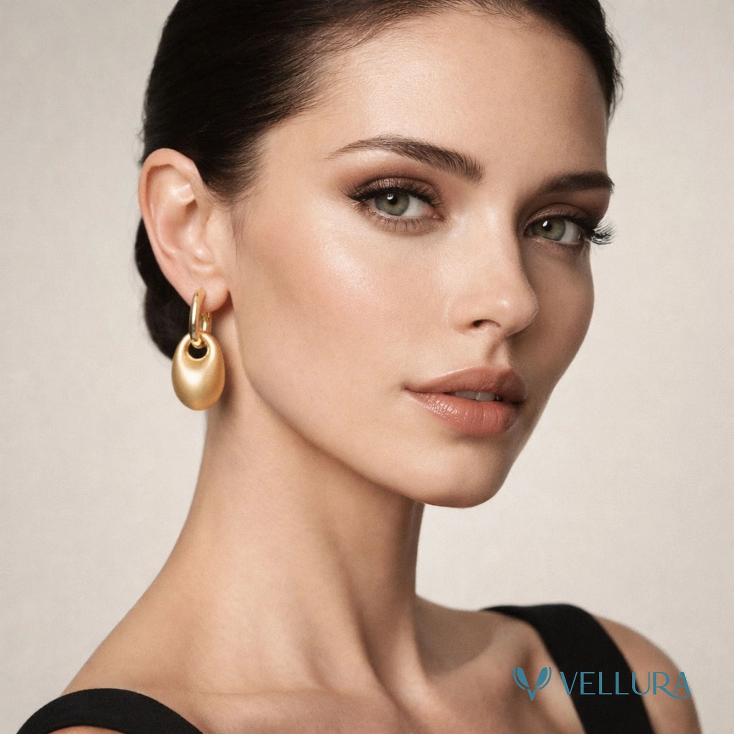 Oval Drop Hoop Earrings