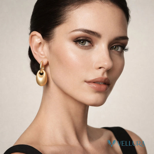 Oval Drop Hoop Earrings