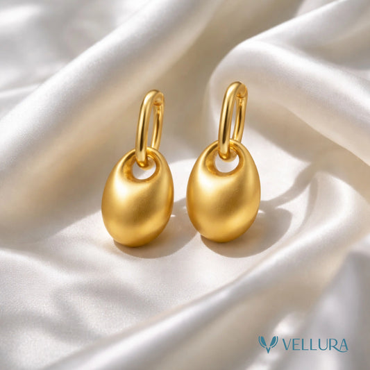 Oval Drop Hoop Earrings