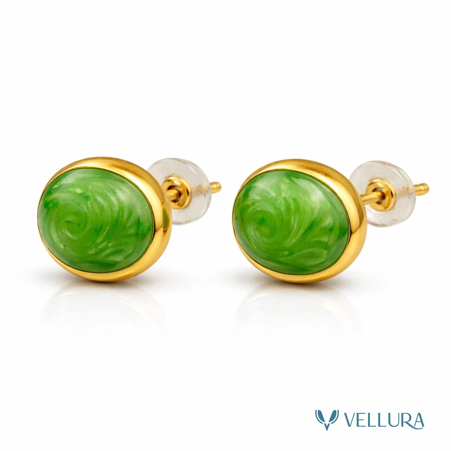 Oval Stone Stud Earrings