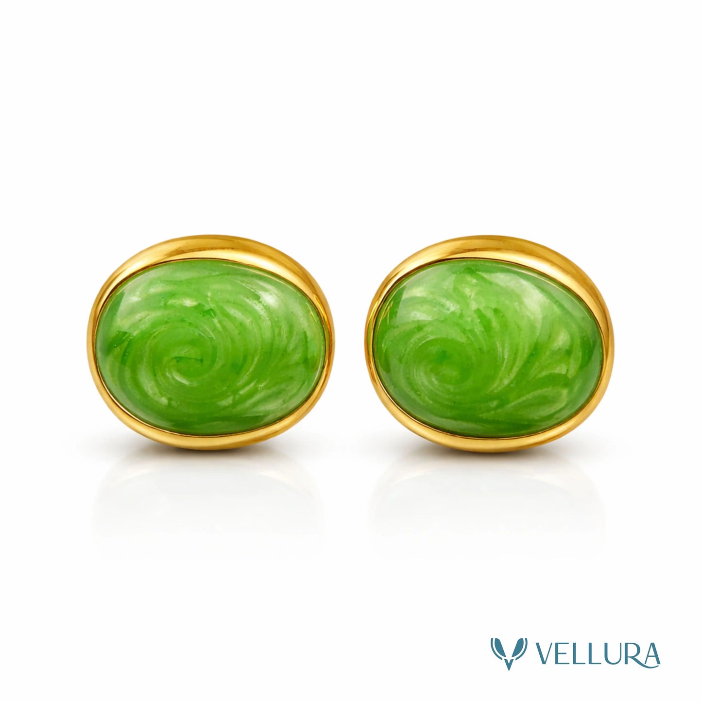 Oval Stone Stud Earrings