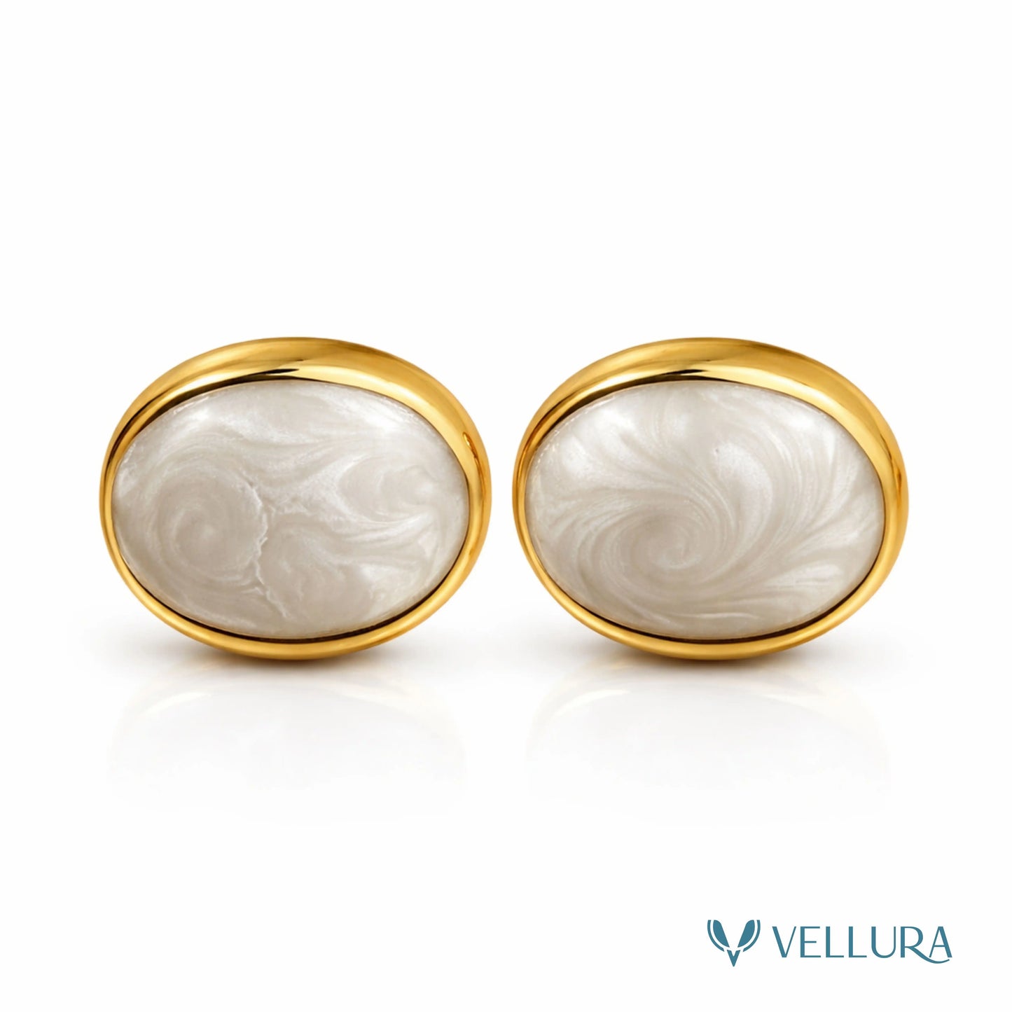 Oval Stone Stud Earrings