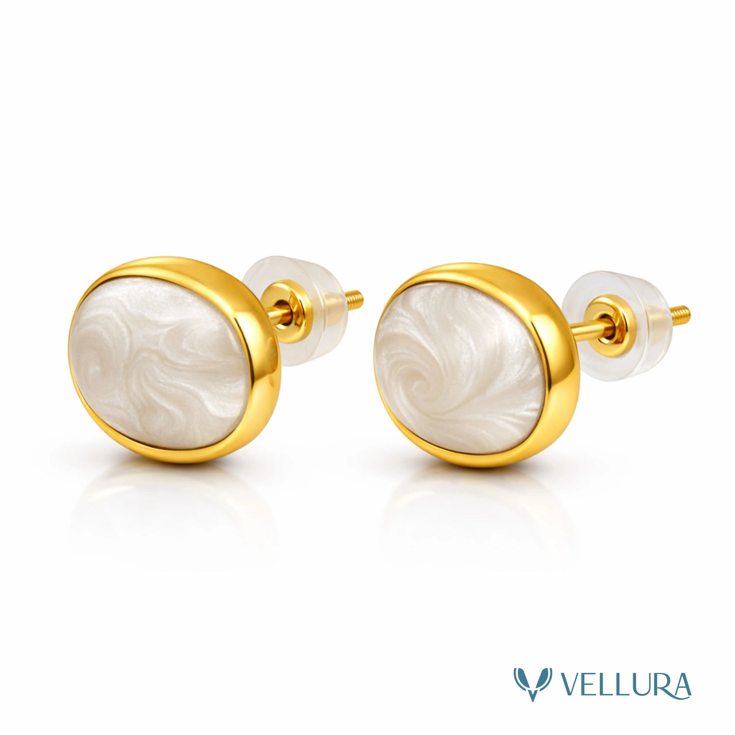 Oval Stone Stud Earrings