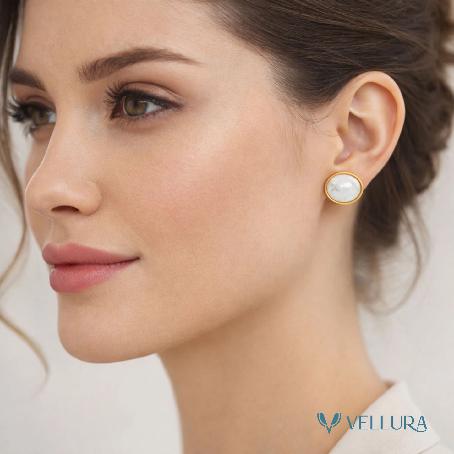 Oval Stone Stud Earrings