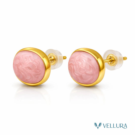 Oval Stone Stud Earrings