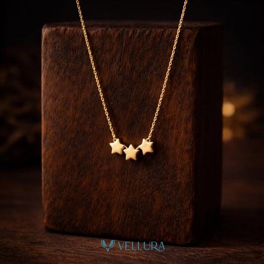 Triple Star Gold Necklace
