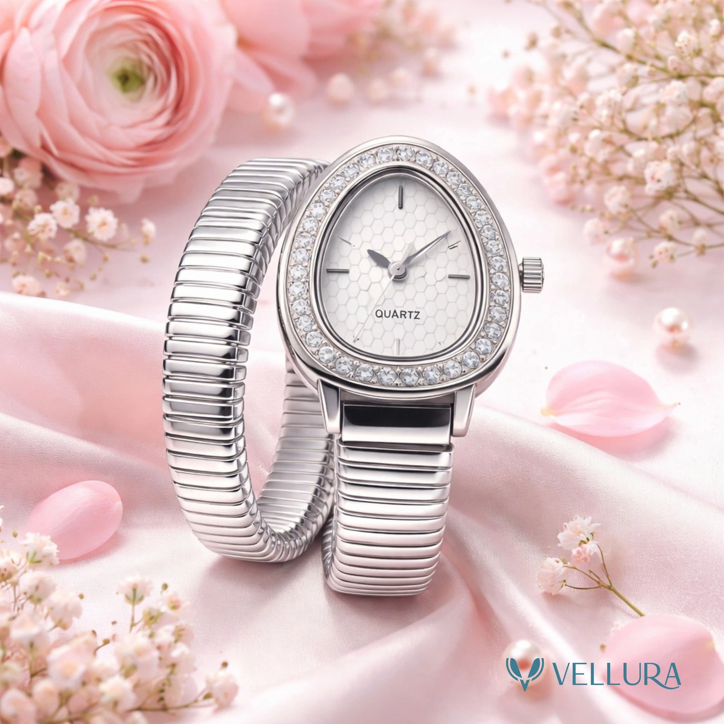 Bvlgari Inspired -Silver Snake Wrap Watch
