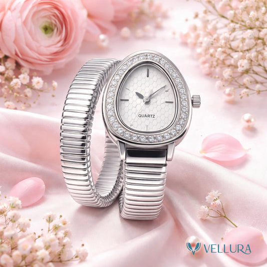 Bvlgari Inspired -Silver Snake Wrap Watch