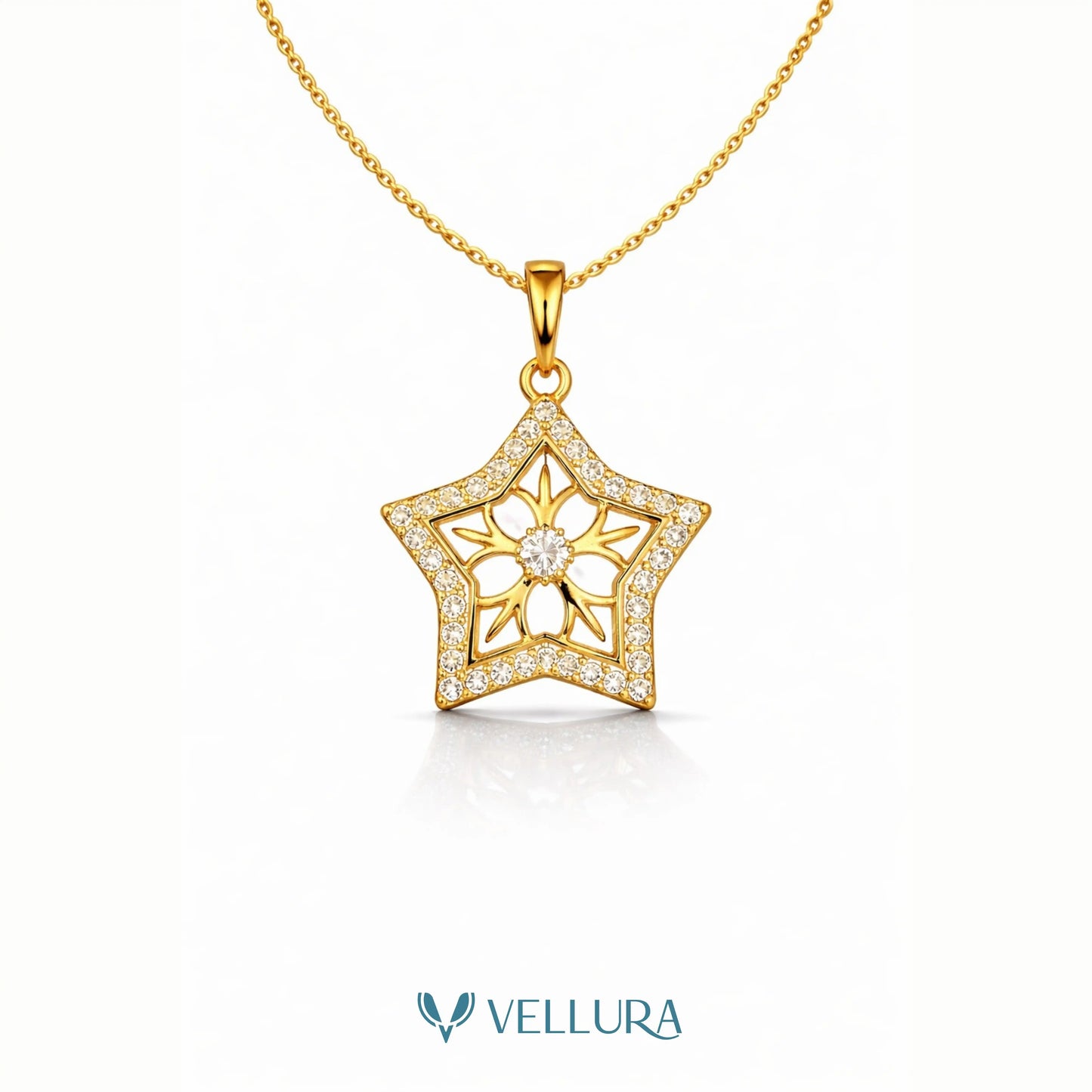 Star Drop Pendant With Swarovski Stones