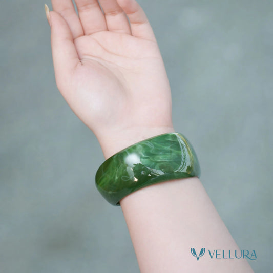 Green Marble Resin Bangle Set for Women
