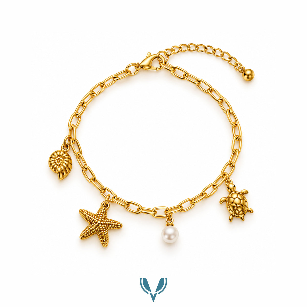 Gold Ocean Charm Bracelet