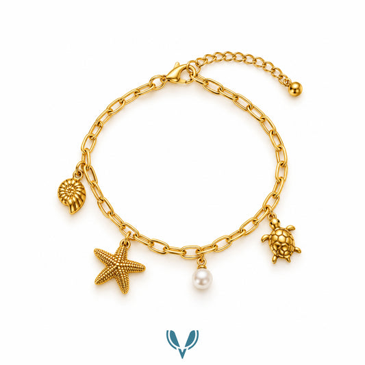 Gold Ocean Charm Bracelet