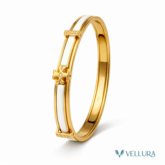 Tory Insipred-Gold White Enamel Bracelet