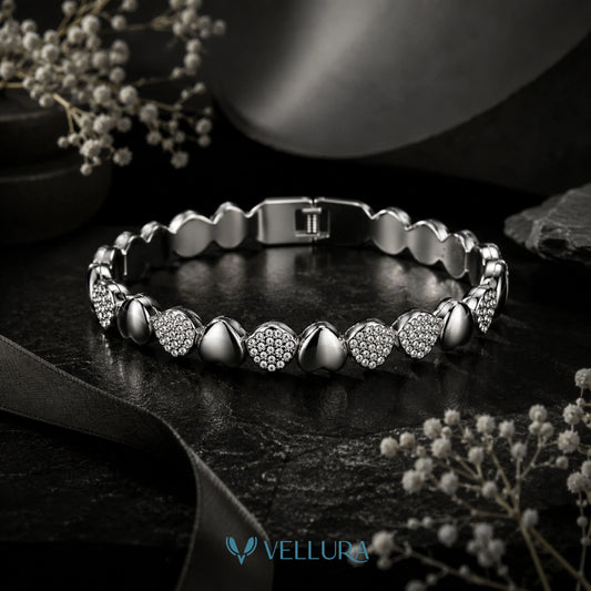 Silver Crystal Tennis Bracelet with Alternating Teardrop