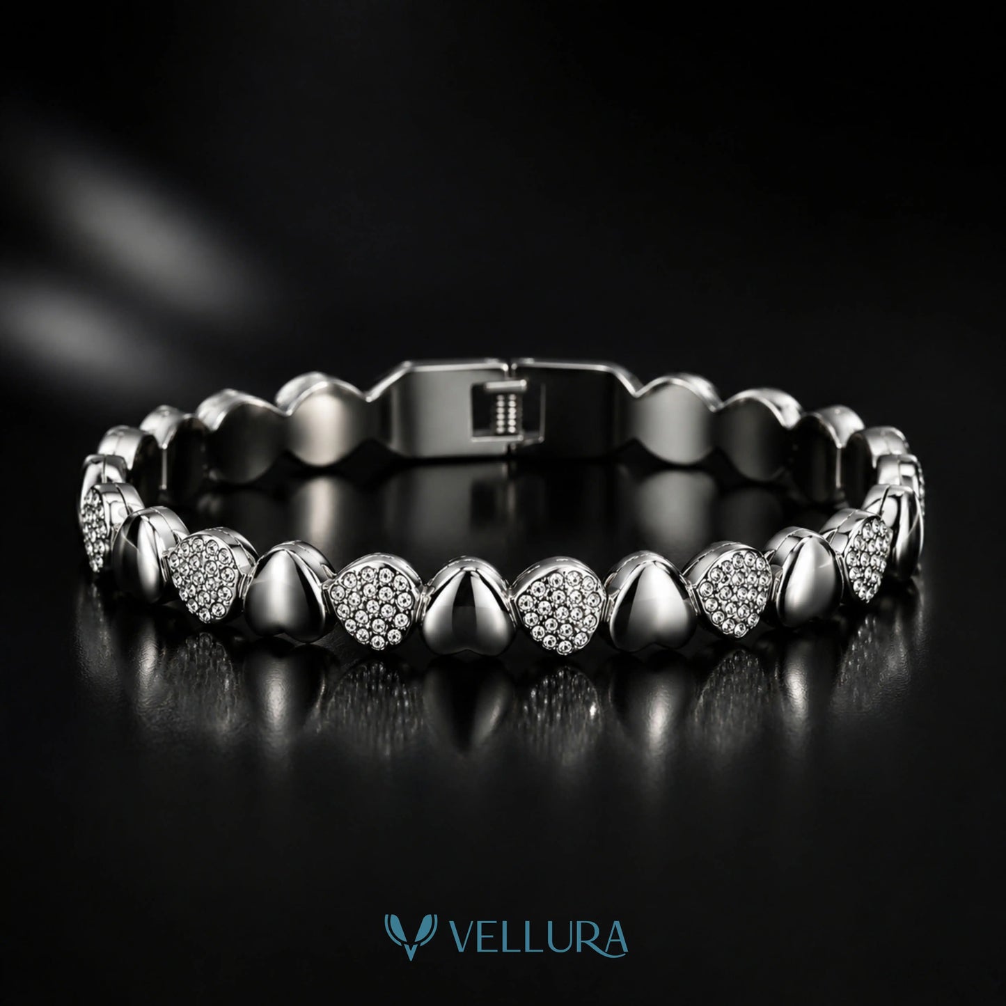 Silver Crystal Tennis Bracelet with Alternating Teardrop