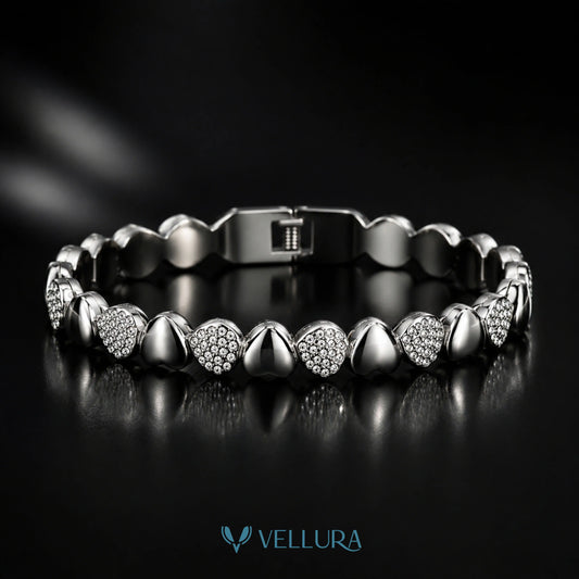 Silver Crystal Tennis Bracelet with Alternating Teardrop