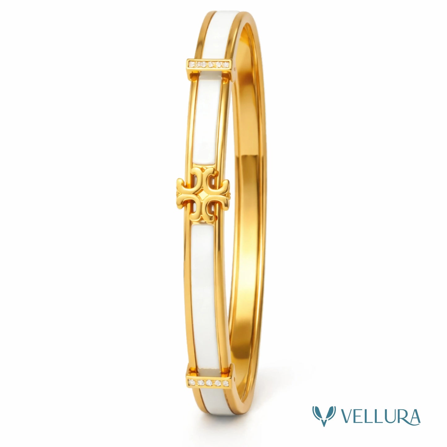Tory Insipred-Gold White Enamel Bracelet