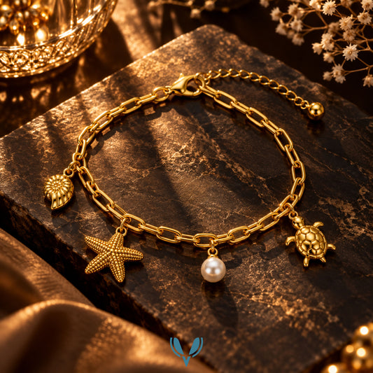 Gold Ocean Charm Bracelet