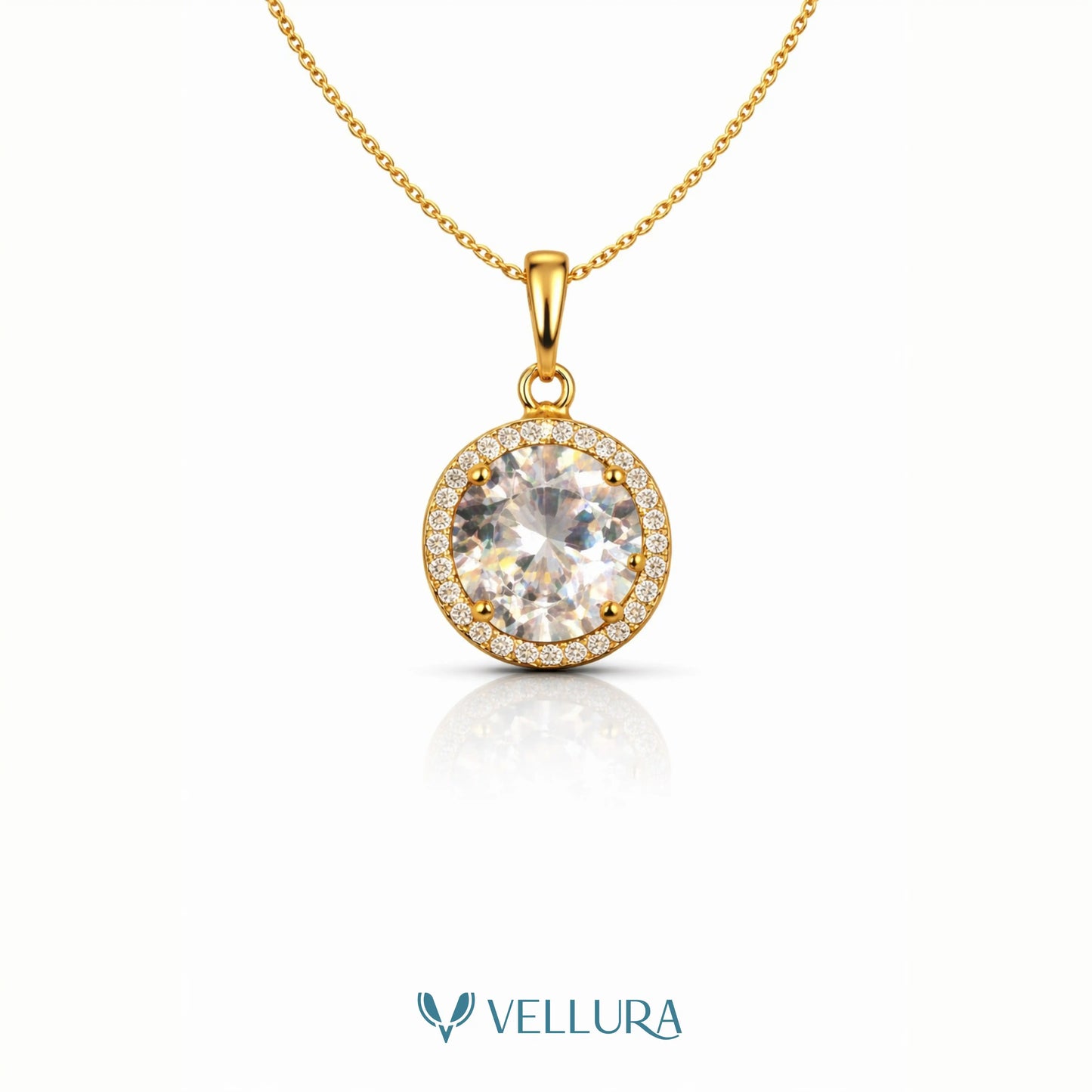 Round Halo With Swarovski Stones