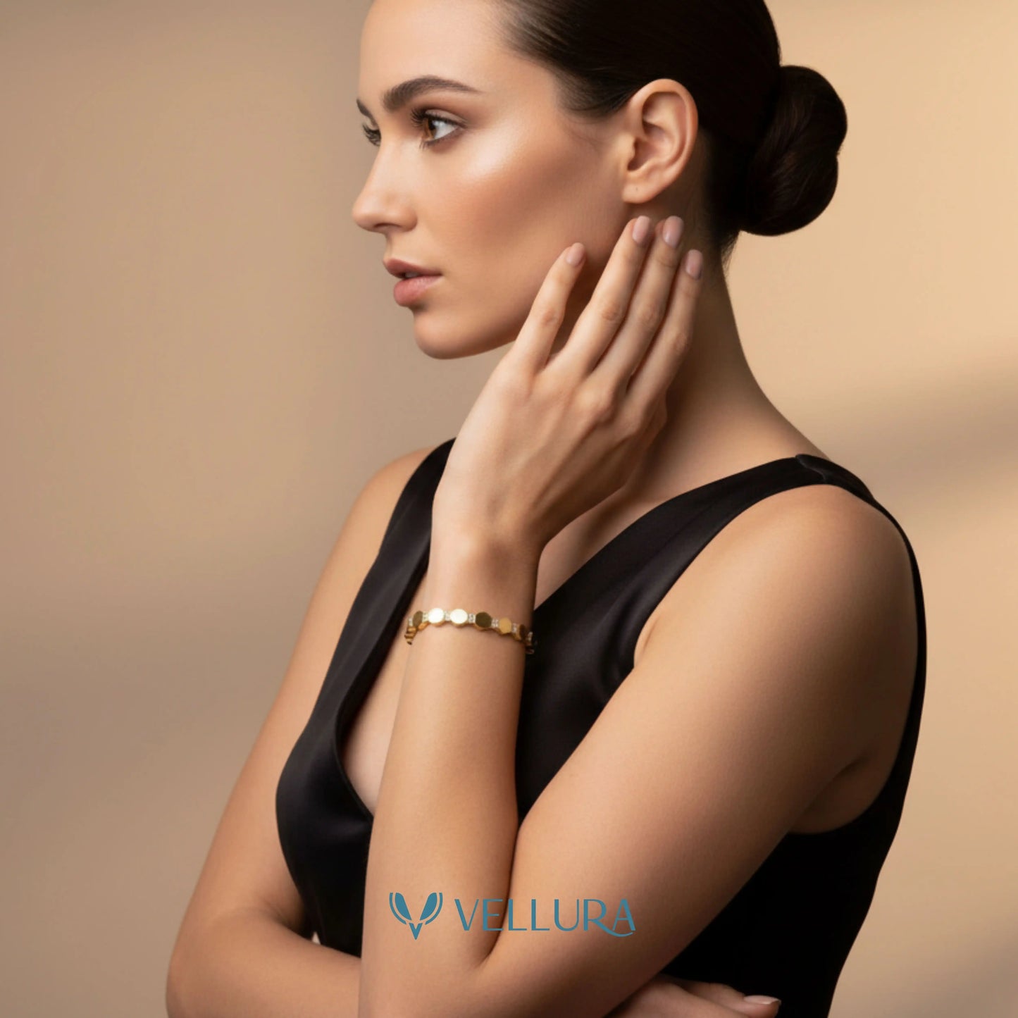 Hexagon Link Gold Bracelet