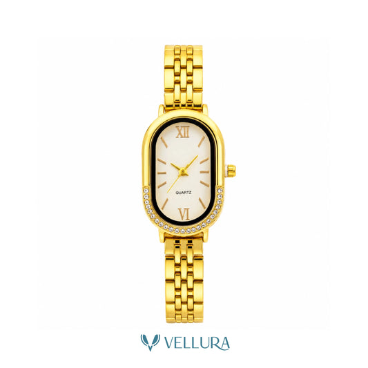Gold Oval Quartz Watch