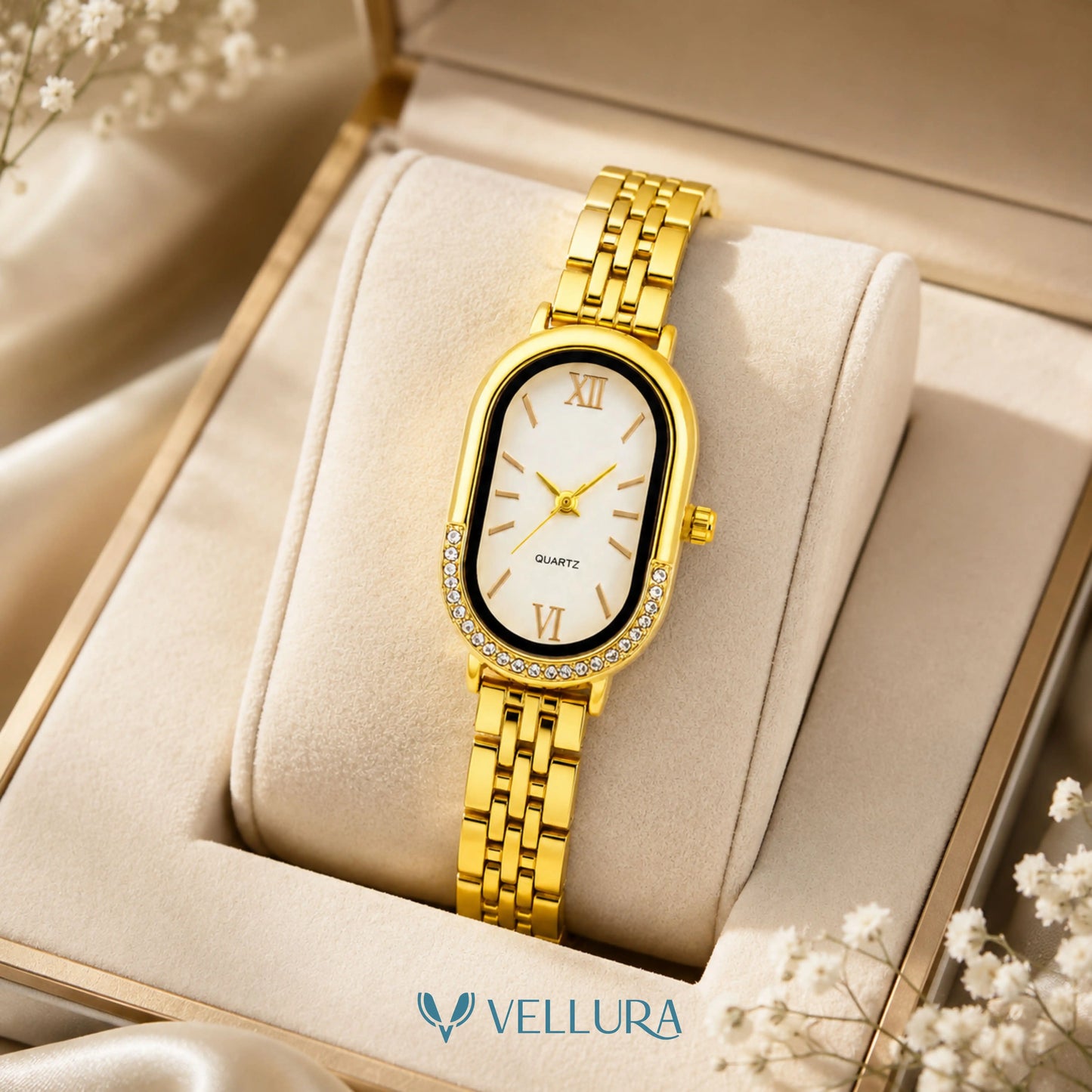 Gold Oval Quartz Watch