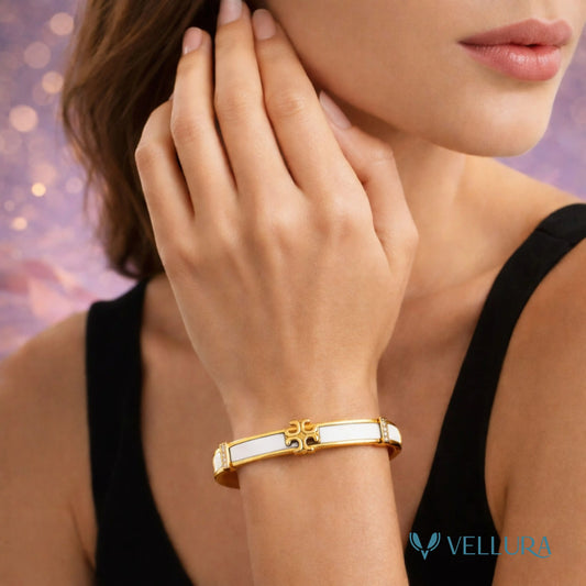 Tory Insipred-Gold White Enamel Bracelet