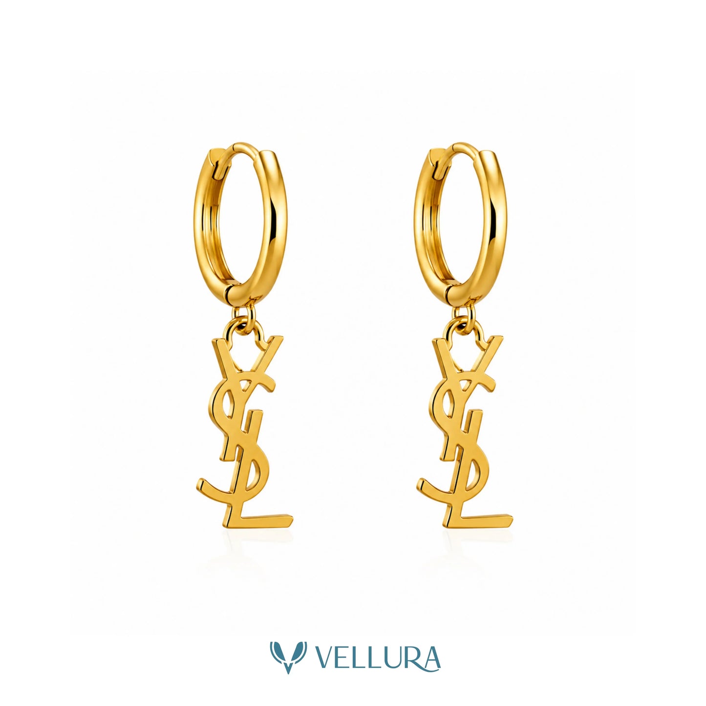 YSL Insipred-Monogram Necklace & Hoop Earrings Set