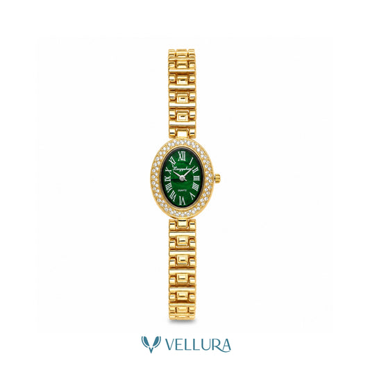Green Oval Gold Watch