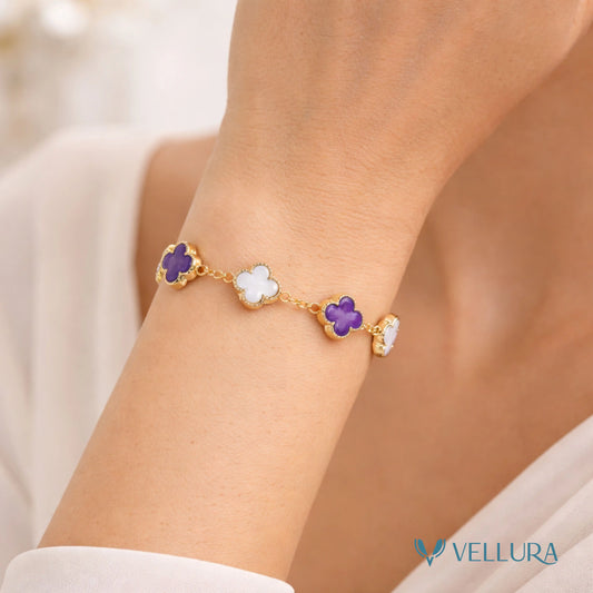 Purple-white Quatrefoil Bracelet
