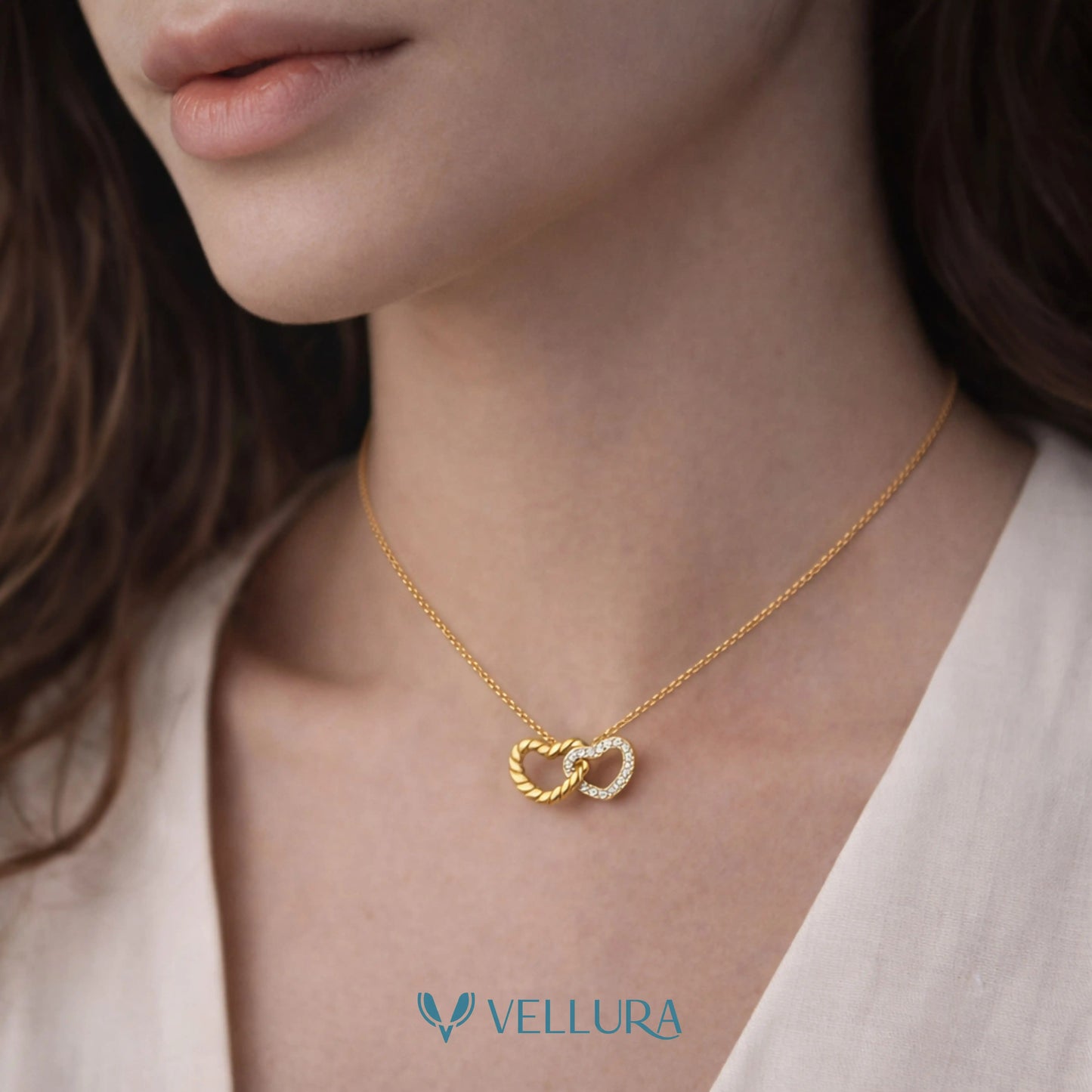 Interlinked Heart Gold Necklace