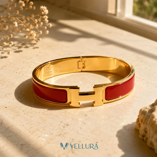 Hermes inpired Red Enamel  Bracelet