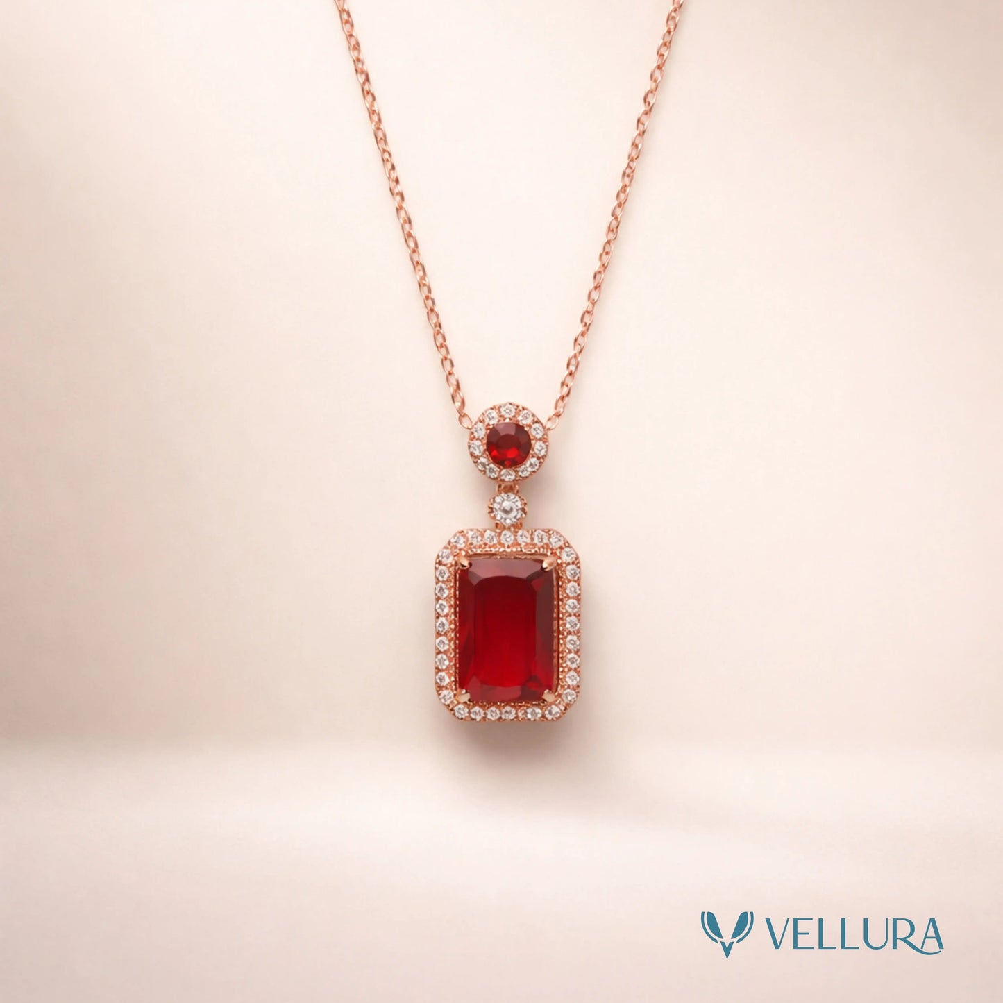 Ruby Red Pendant Necklace