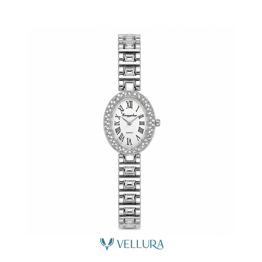 Silver White Oval Watch