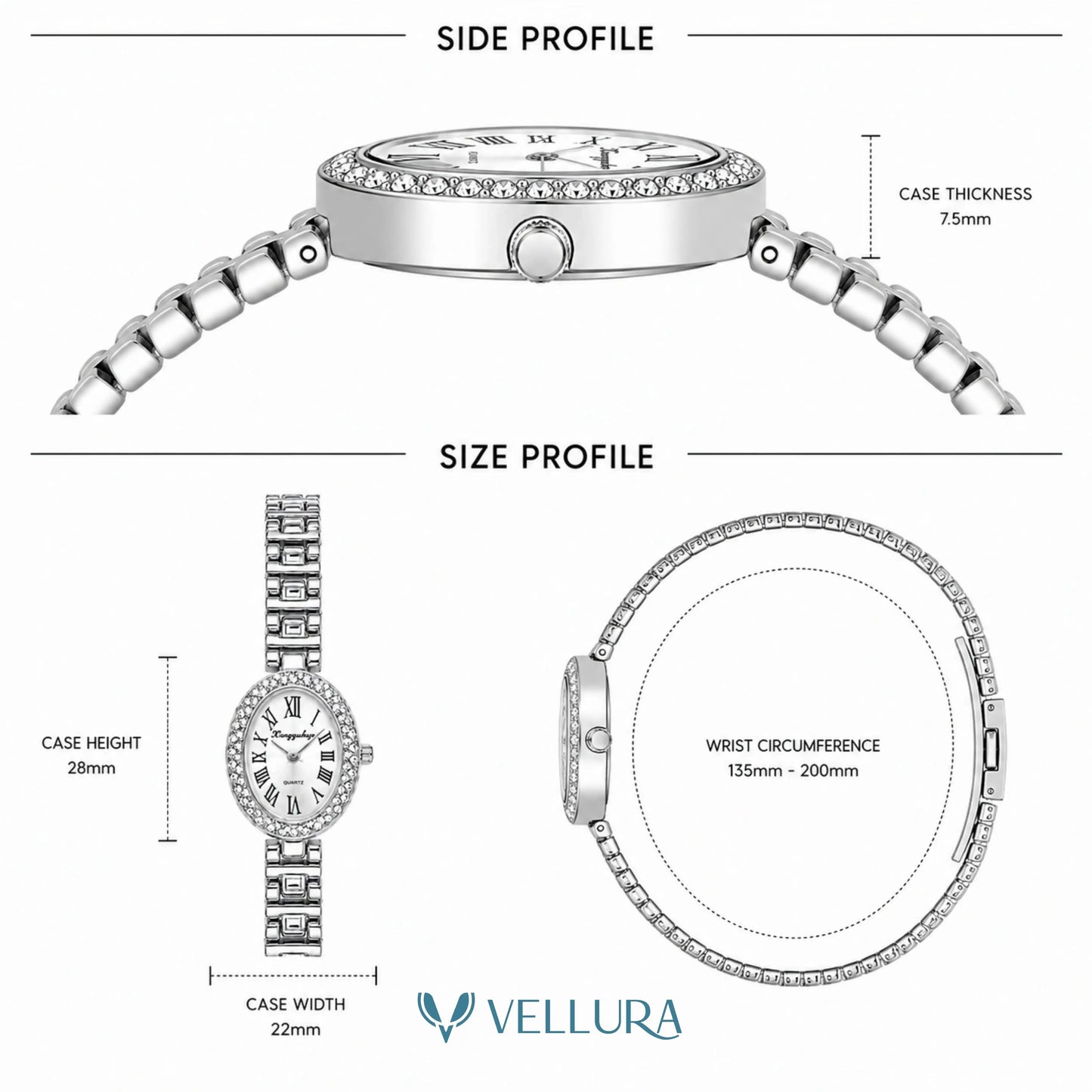 Silver White Oval Watch
