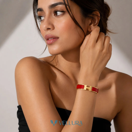 Hermes inpired Red Enamel  Bracelet