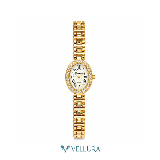 Gold White Oval  Watch