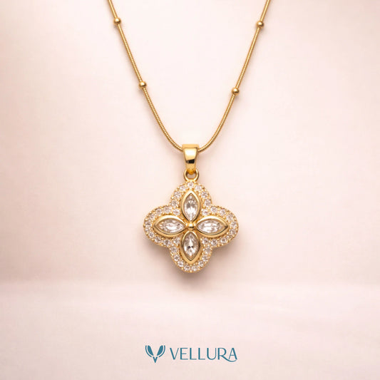 Clover Pendant Necklace-Studded
