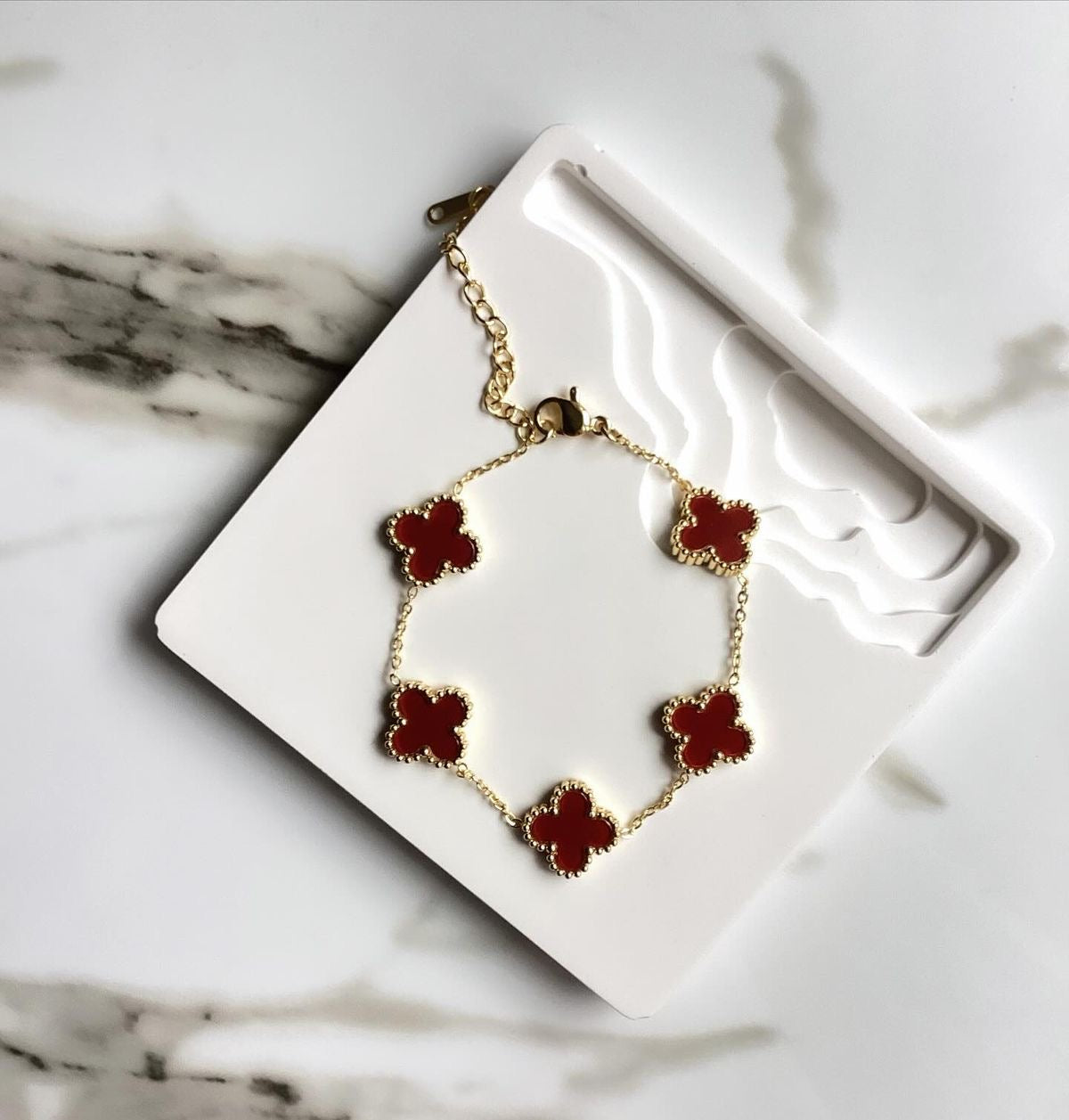 Red Quatrefoil Bracelet