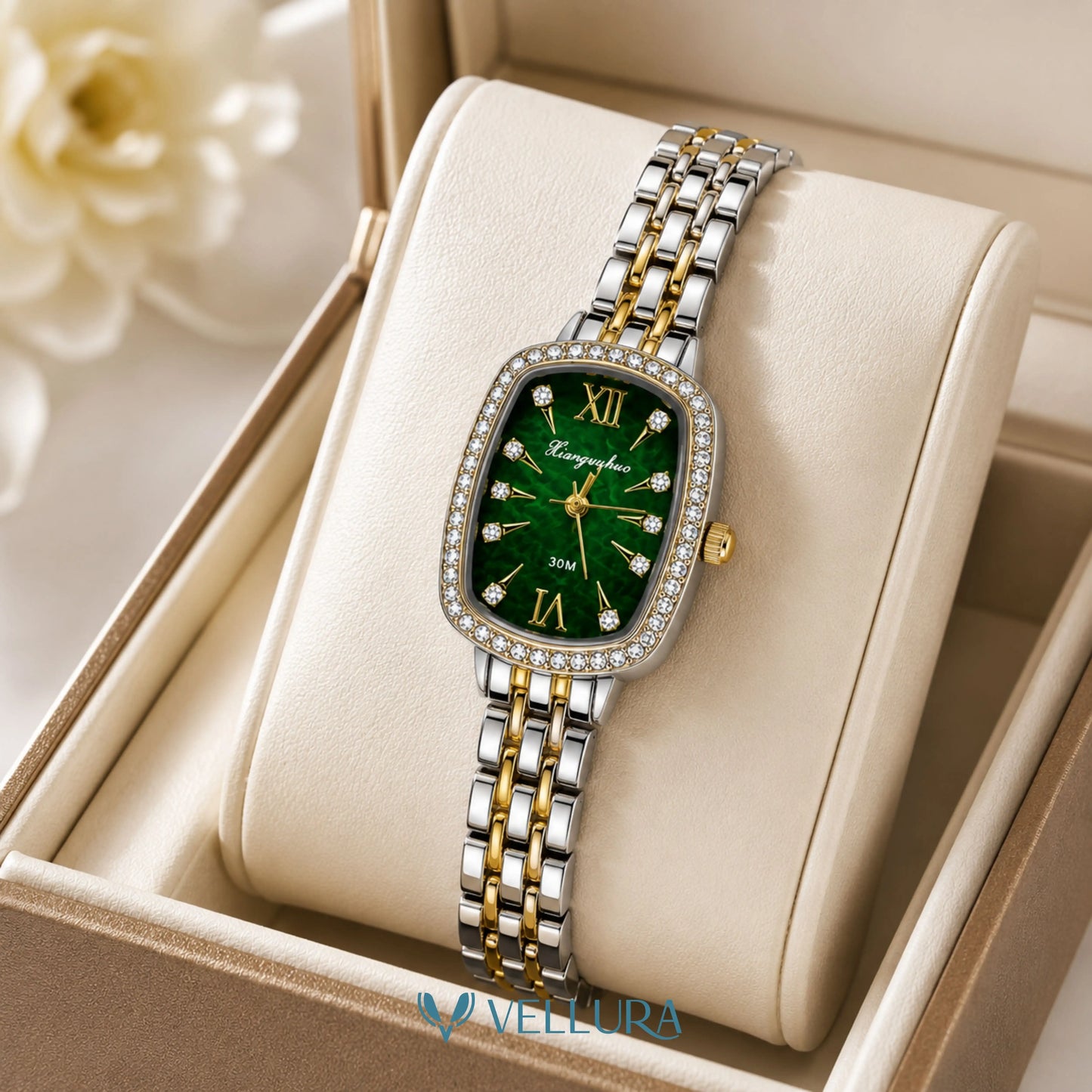 Dual-Tone Green Dial Watch
