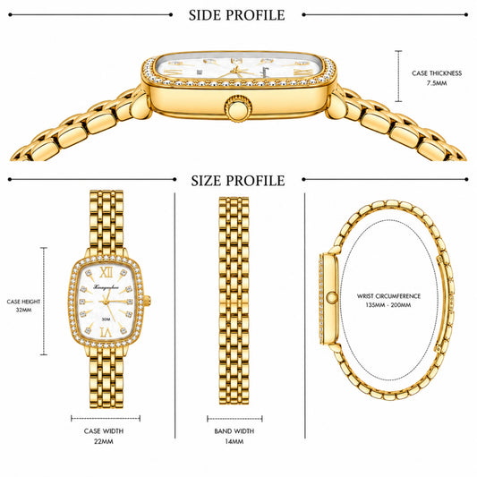 Gold Women's Quartz Watch-WHITE