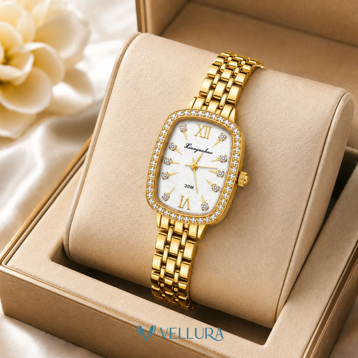 Gold Women's Quartz Watch-WHITE