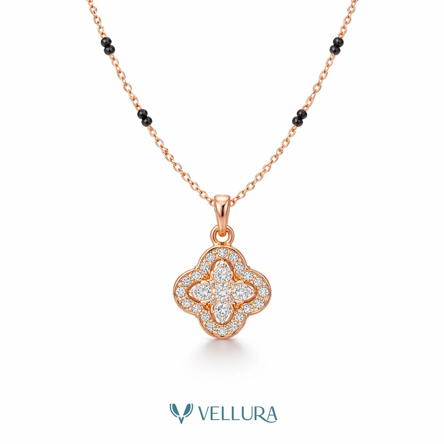 Rose Gold Clover Mangalsutra