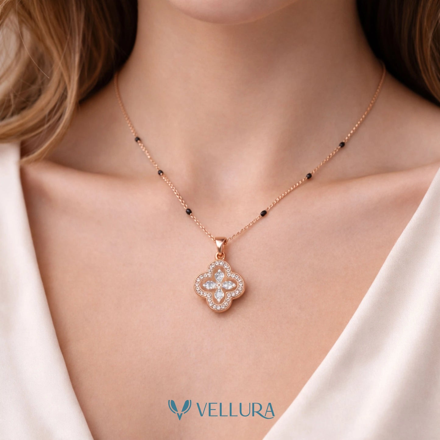 Rose Gold Clover Mangalsutra