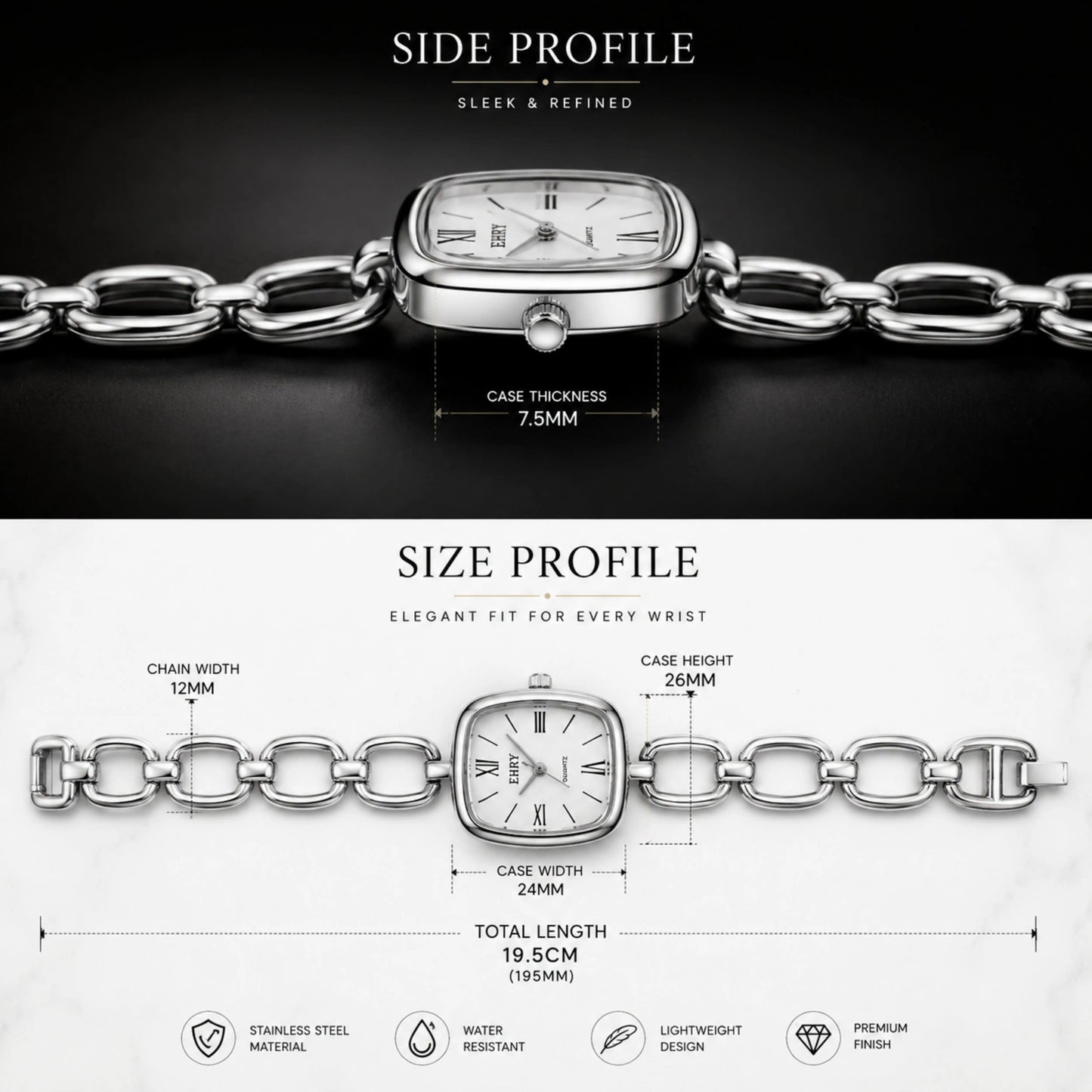 Silver Chain Link Women's Watch