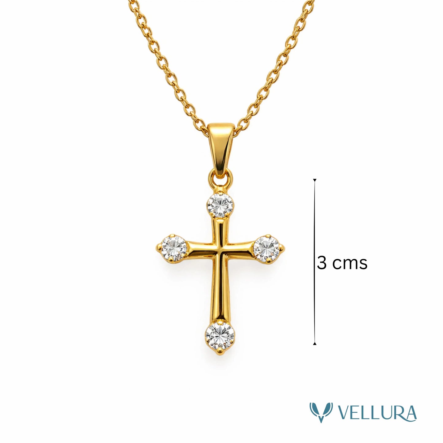 Studded Cross Pendant Necklace