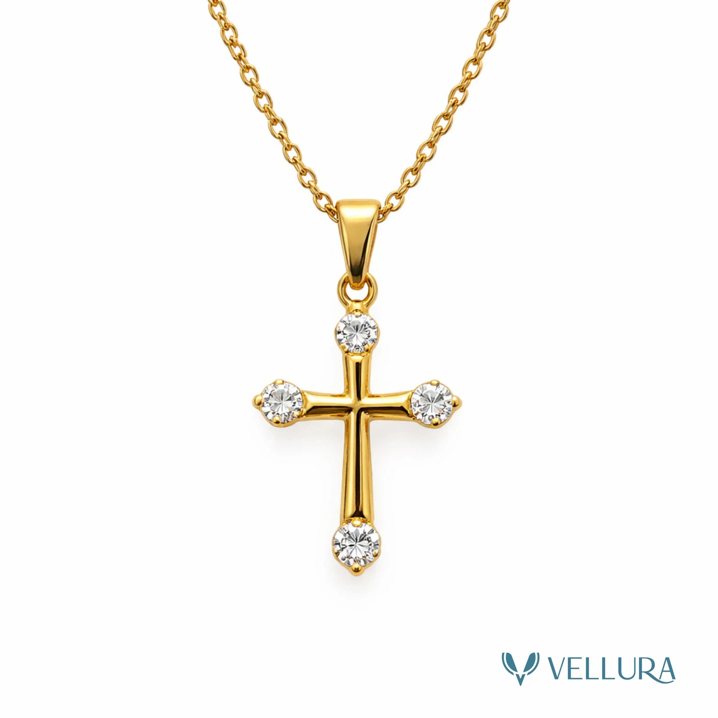 Studded Cross Pendant Necklace