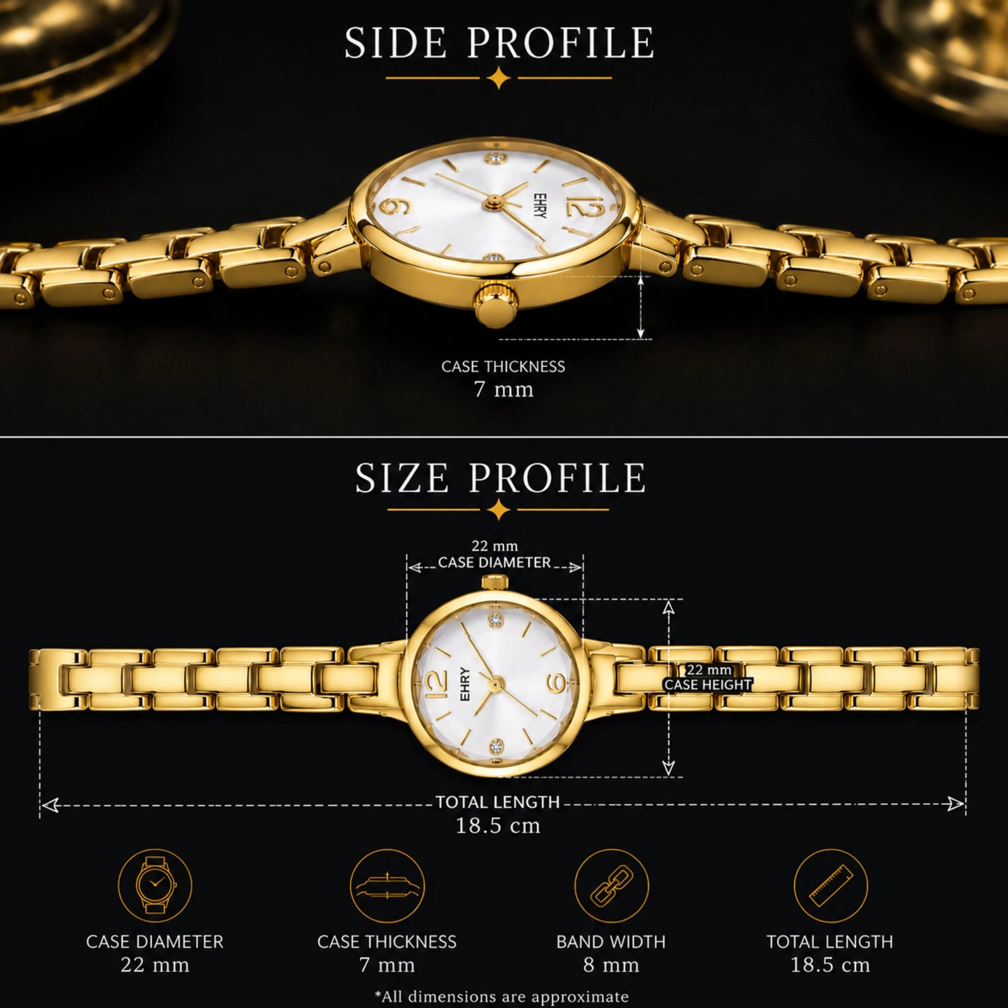 Gold Quartz Women's Wrist Watch