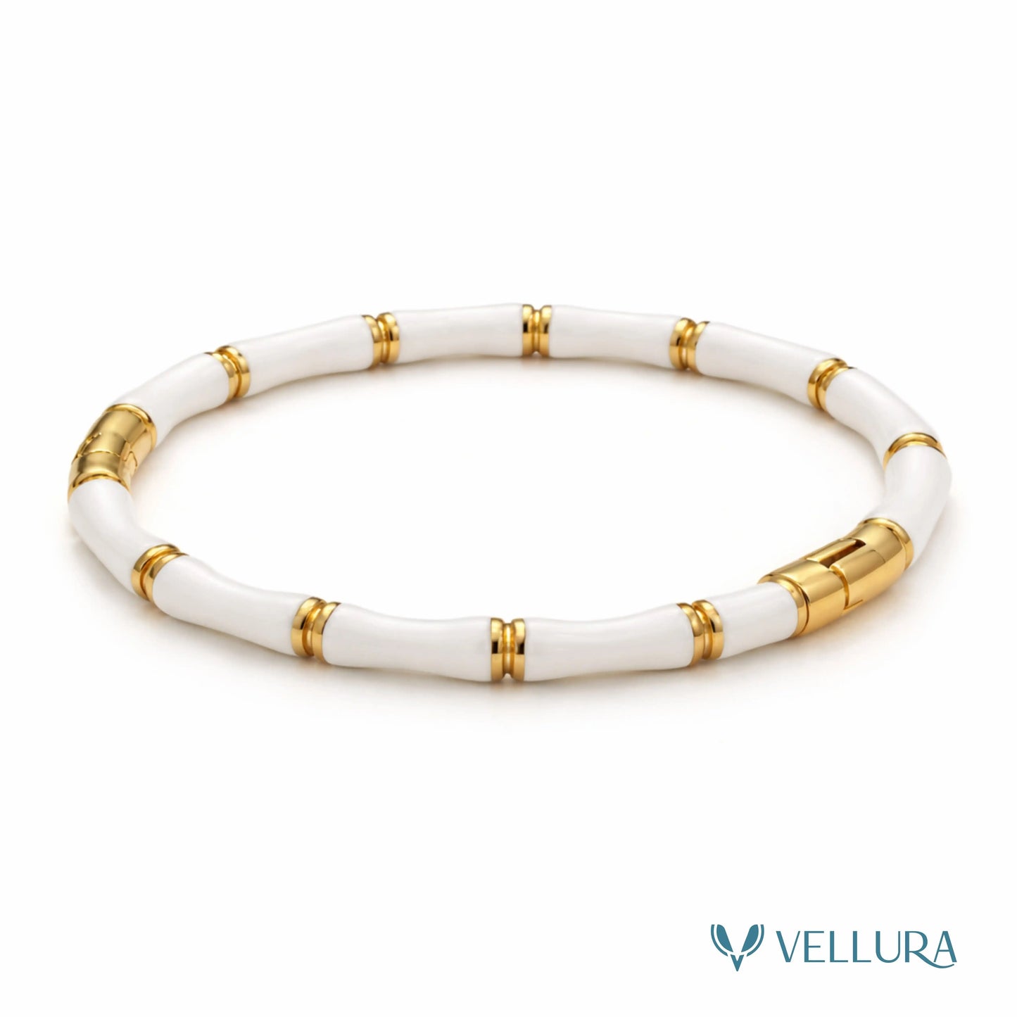 White Beaded Bamboo Bracelet